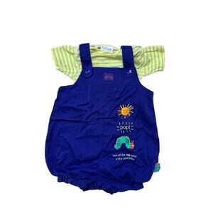 Vintage ERIC CARLE Hungry Caterpillar Embroidered Overalls Outfit 3-6 Month 2002